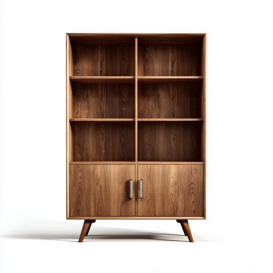 Wooden Bookshelf with Open Shelves and Drawers for Living Room Storage – 80 x 40 x 180cm