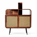 Wooden Sideboard with Rattan Doors for Living Room Storage – 80 x 40 x 100cm