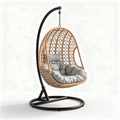 Rattan Indoor Hanging Chair with Cushions for Relaxation – Steel Frame – 100 x 80 x 120cm