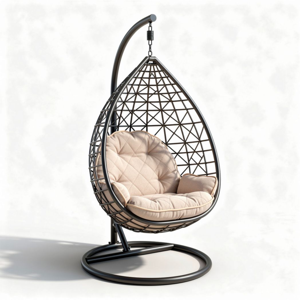 Hanging Egg Chair for Outdoor Relaxation - Metal and Fabric - 80 x 80 x 120cm