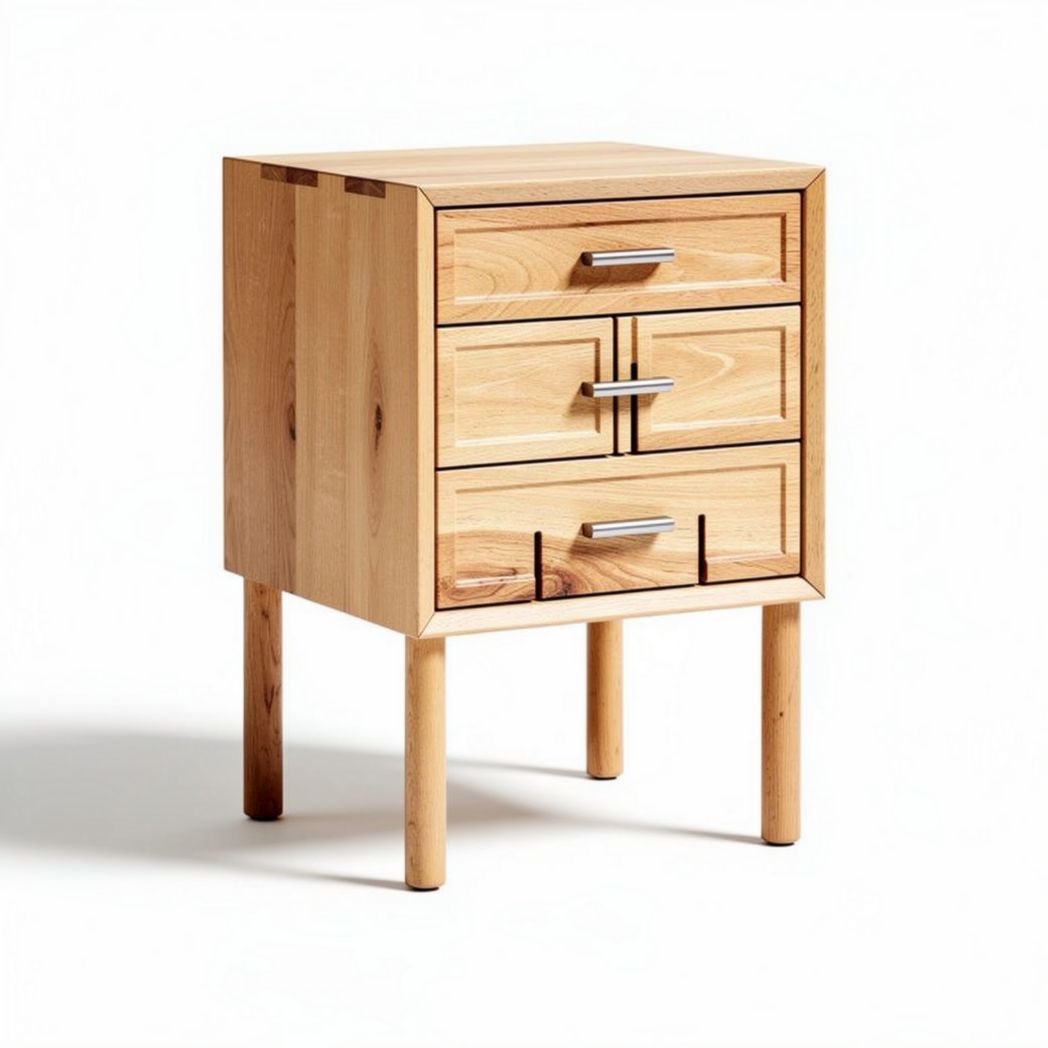 Wooden Bedside Table with Three Drawers for Bedroom Storage – 40 x 40 x 60cm
