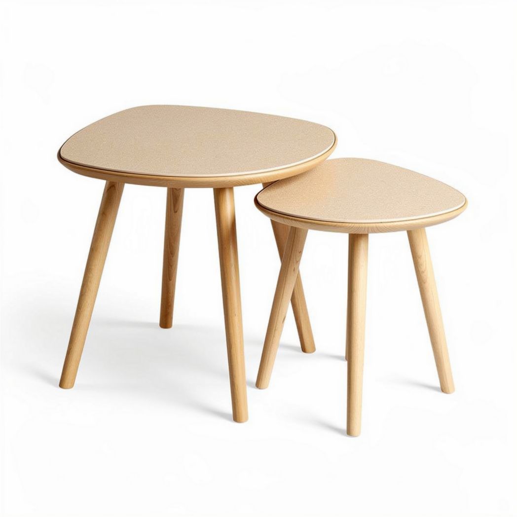 Wooden Nested Coffee Tables Set – Suitable for Living Room Use – Made of Plywood and Solid Wood – 60 x 40 x 45cm