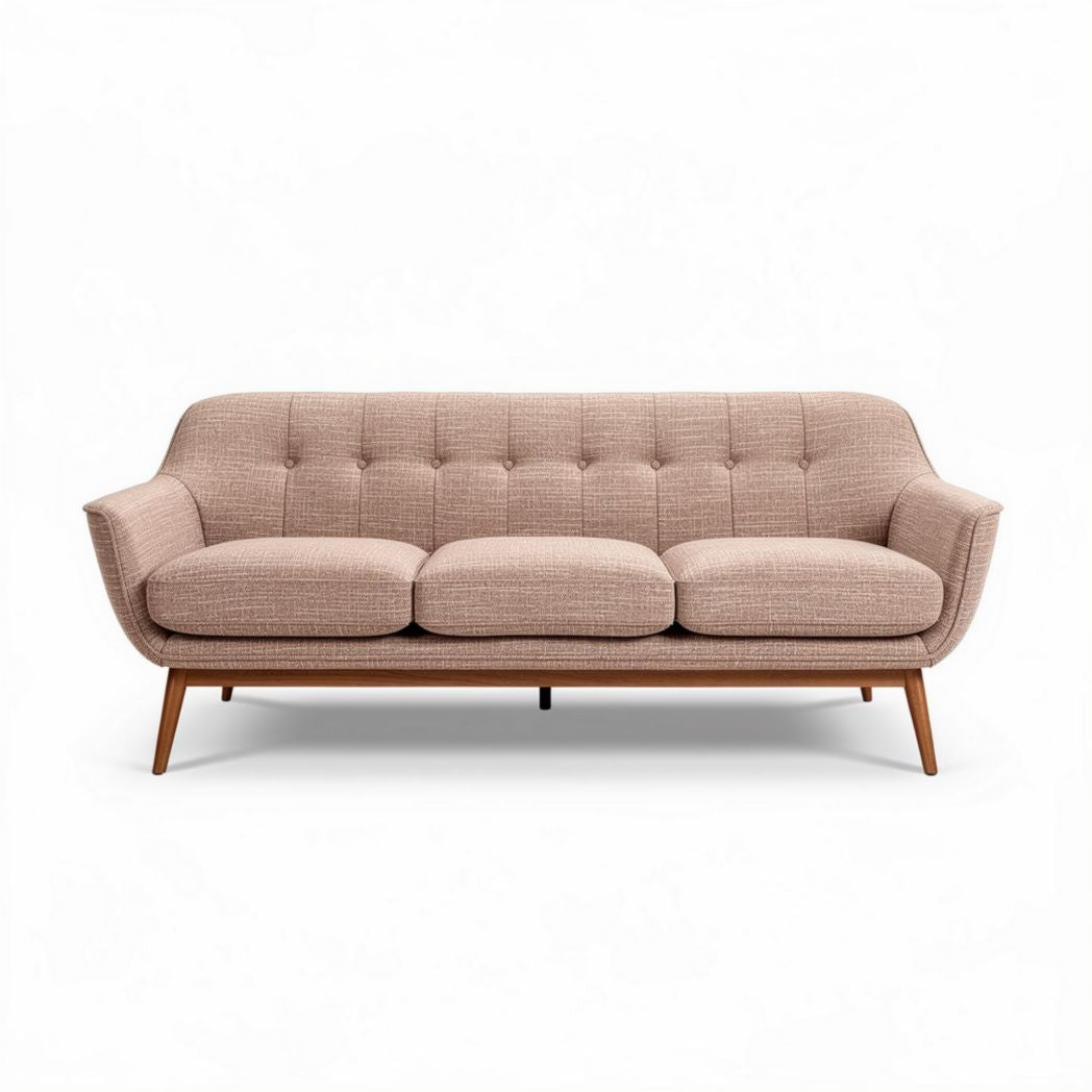 Fabric Sofa for Living Room Seating – Soft Upholstery, Wooden Legs – 200 x 80 x 75cm