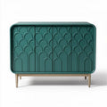 Textured Green Sideboard with Storage – Suitable for Living Room Use – MDF and Metal – 90 x 40 x 80cm
