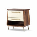 Wooden Two-Drawer Nightstand for Bedroom Storage, Featuring a Modern Design, Made of MDF and Solid Wood, 60 x 45 x 40cm