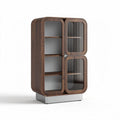 Glass Front Storage Cabinet for Living Room – Wood Frame – 80 x 40 x 180cm