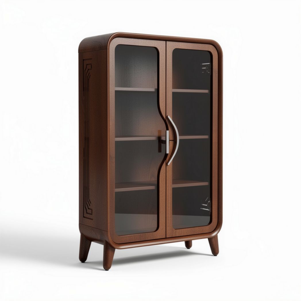 Wooden Display Cabinet for Living Room Use Featuring Glass Doors – 80 x 40 x 120cm