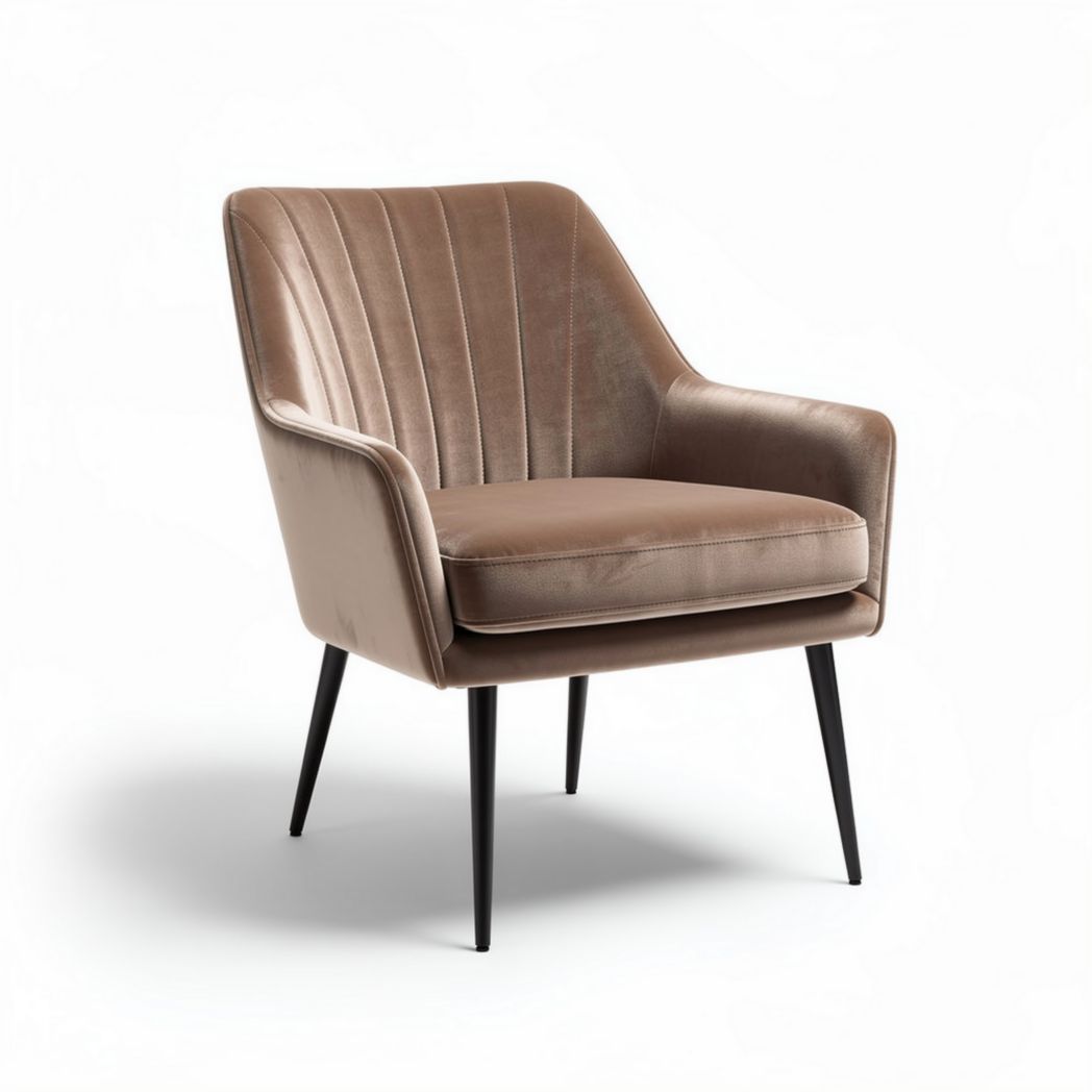 Upholstered Accent Chair for Living Room Use – Fabric and Wood – 75 x 75 x 70cm