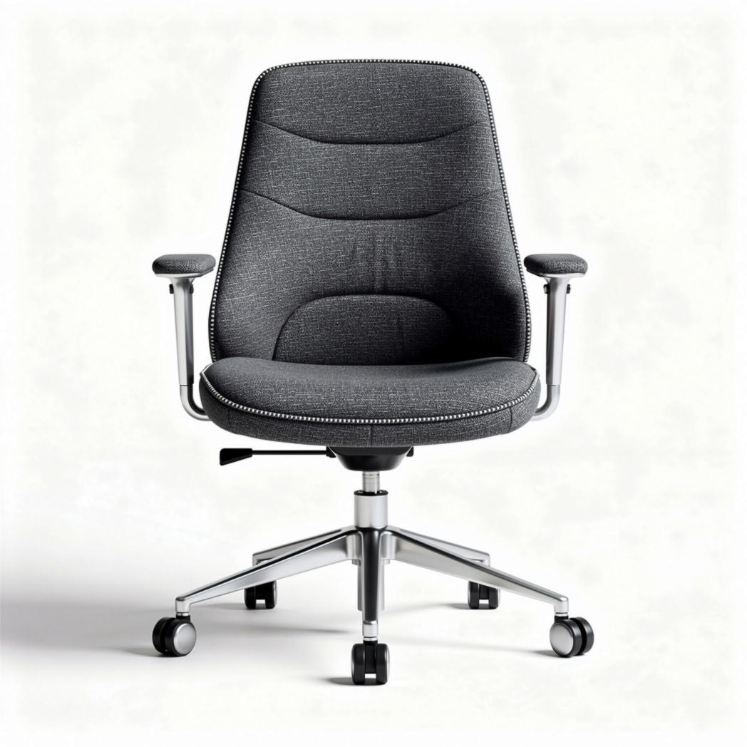 Leather Office Chair with Wheels – Suitable for Home or Work Use – Crafted from Faux Leather and Metal – 60 x 60 x 85cm