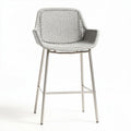Metal Frame Bar Stool with Woven Seat – Suitable for Indoor or Outdoor Use – Made of Steel and Synthetic Fiber – 48 x 48 x 100cm