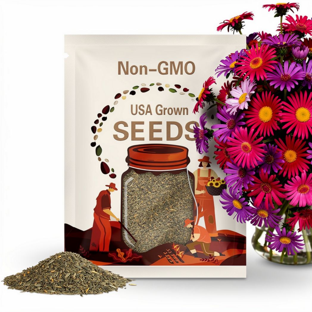 20 Seeds| Single Mix China Aster Seeds-Callistephus Chinensis-Asteraceae-Seed for Flower Gardens & Pollinator Butterflies##8041