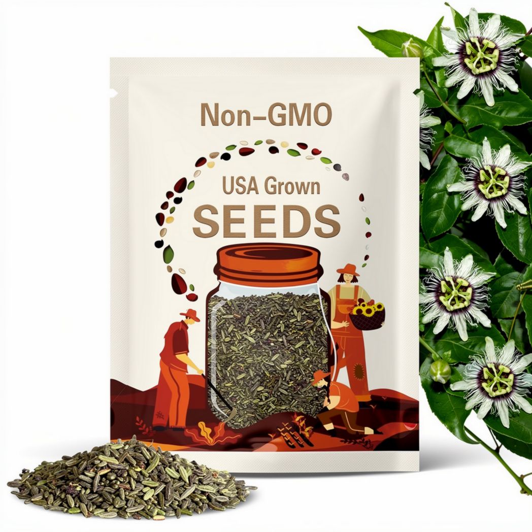 Passionflower seeds (Passiflora incarnata) – Seeds, Non-GMO, Open-Pollinated, Medicinal Vining Herb, Perennial, Attracts Pollinators