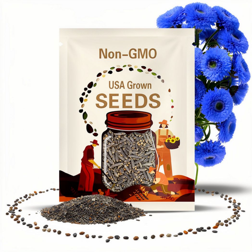 50 Blue Teddy Bear Sunflower Seeds: Rare Fluffy Blooms Easy Grow