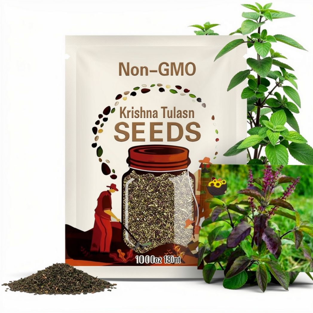 Krishna Tulasi Holy Basil Seeds: Organic Heirloom, Sacred Herb