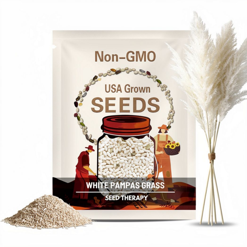White Pampas Grass Seeds – Heirloom, Cortaderia selloana, Perennial for Boho Garden, Airy White Plumes | 100 Seeds