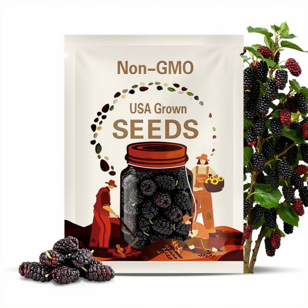 Mulberry, Black Seeds - Heirloom Seeds, Dark & Sweet Fruit, Sacred Medicinal Tree, Morus Nigra, Open Pollinated, Non-GMO