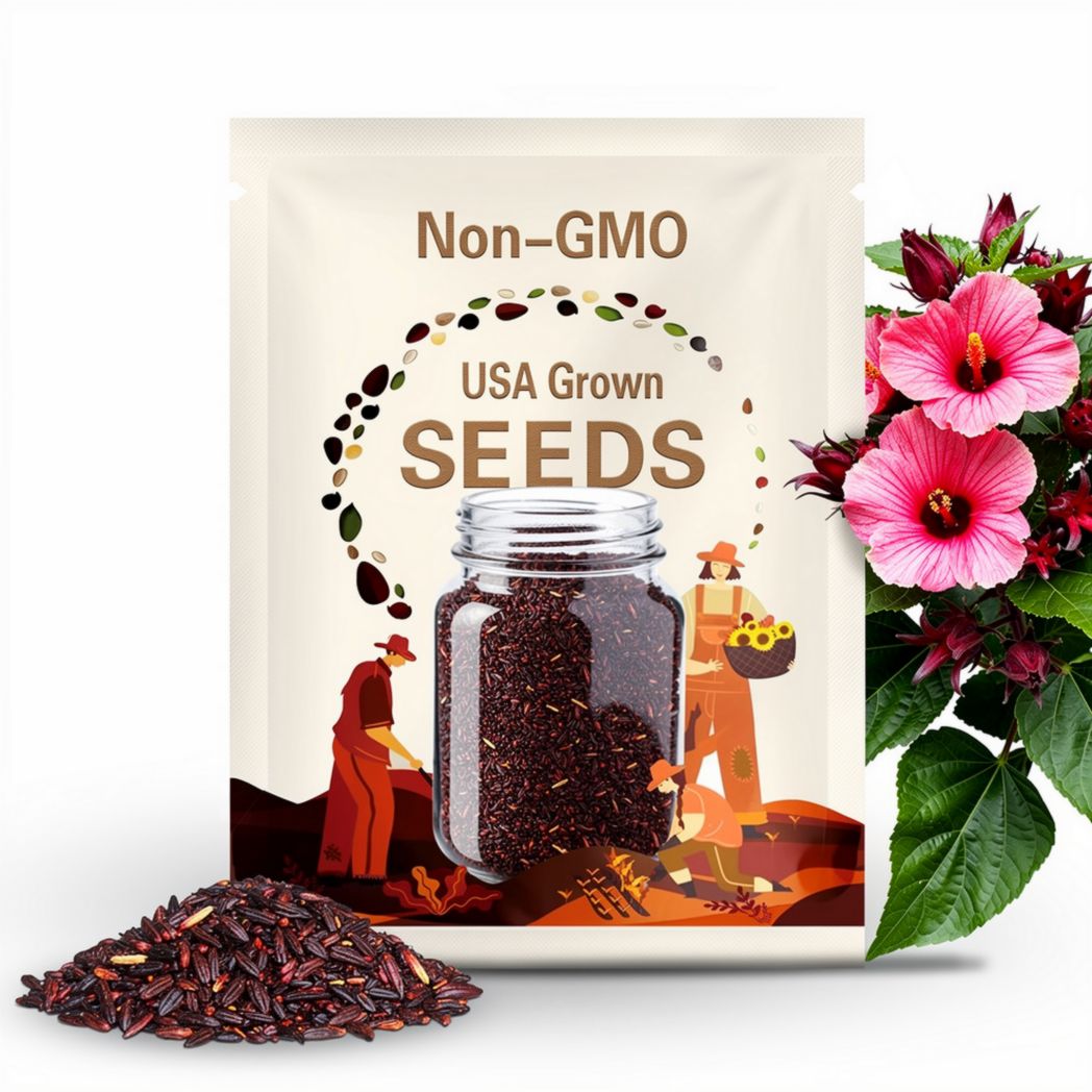 Edible Hibiscus 4 pack. Red Roselle Seeds , White Roselle Seeds, Late Thai Roselle Seeds, Cranberry Hibiscus Seeds, Florida Seed The Stars