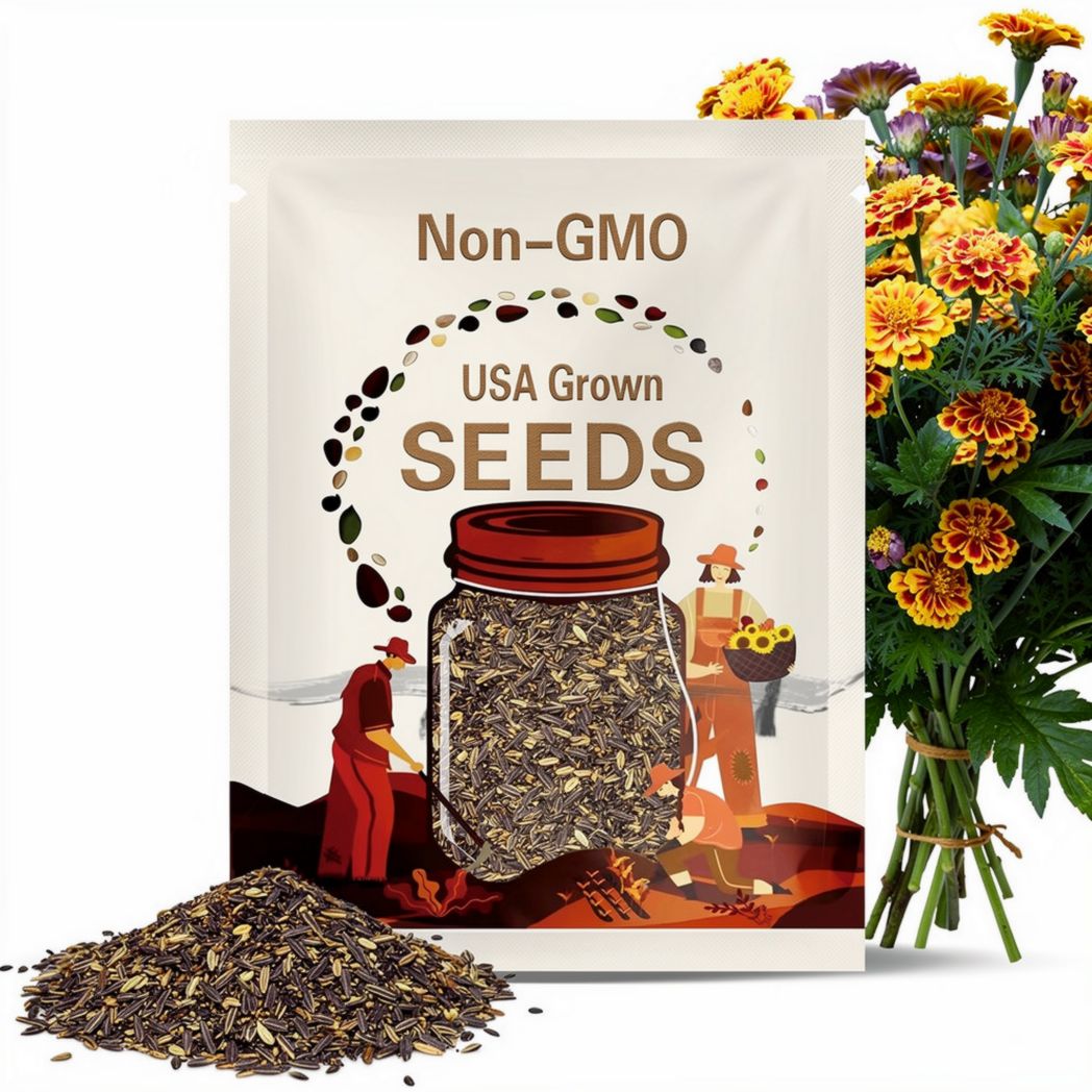 Durango Bee Marigold Seeds~Multi-colored Marigold, Pollinator Garden, Orange Marigold, Orange and Red Marigolds, Annual Flowers, Flowers